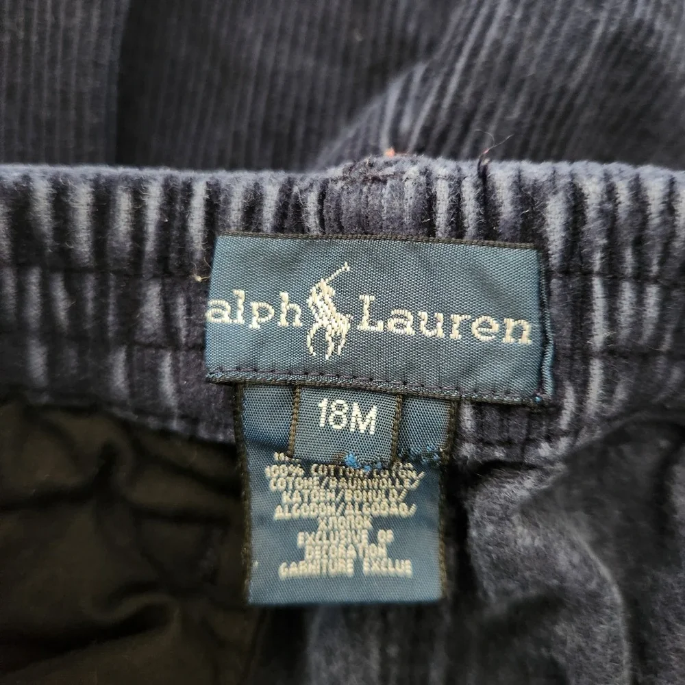 Ralph Lauren Kids Navy Blue Corduroy Pants 18M Cotton Elastic Back Preppy